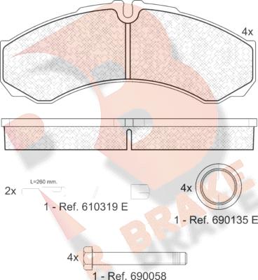 R Brake RB1208-123 - Bremžu uzliku kompl., Disku bremzes ps1.lv