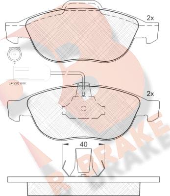 R Brake RB1212 - Bremžu uzliku kompl., Disku bremzes ps1.lv