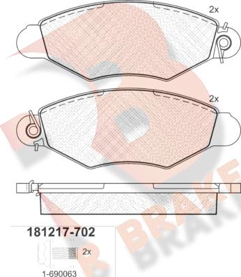 R Brake RB1217-702 - Bremžu uzliku kompl., Disku bremzes ps1.lv