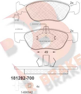 R Brake RB1282-700 - Bremžu uzliku kompl., Disku bremzes ps1.lv