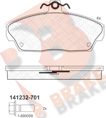 R Brake RB1232-701 - Bremžu uzliku kompl., Disku bremzes ps1.lv