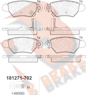 R Brake RB1271-702 - Bremžu uzliku kompl., Disku bremzes ps1.lv