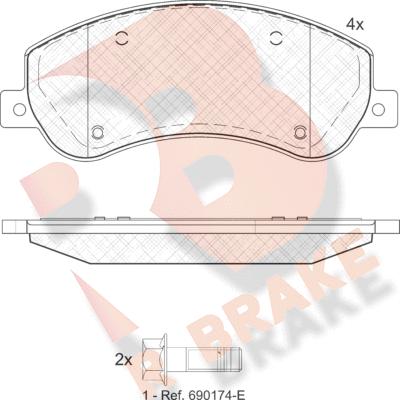 R Brake RB1793-204 - Bremžu uzliku kompl., Disku bremzes ps1.lv