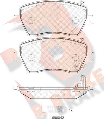 R Brake RB1748 - Bremžu uzliku kompl., Disku bremzes ps1.lv