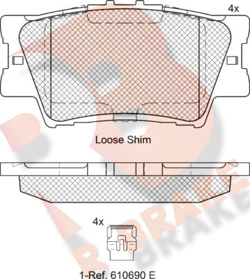 R Brake RB1761-203 - Bremžu uzliku kompl., Disku bremzes ps1.lv