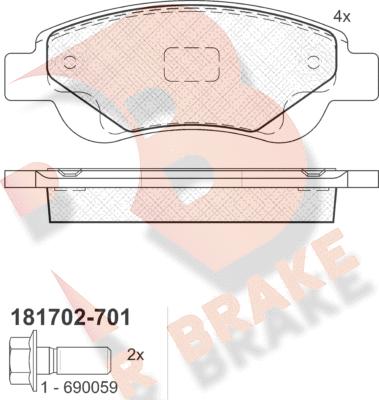 R Brake RB1702-701 - Bremžu uzliku kompl., Disku bremzes ps1.lv