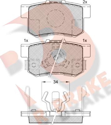 R Brake RB1718 - Bremžu uzliku kompl., Disku bremzes ps1.lv