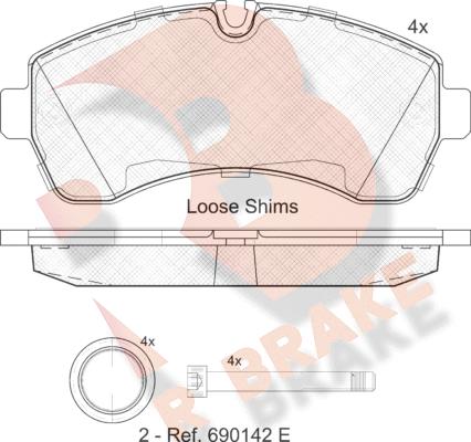 R Brake RB1785 - Bremžu uzliku kompl., Disku bremzes ps1.lv