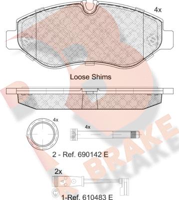 R Brake RB1786-203 - Bremžu uzliku kompl., Disku bremzes ps1.lv