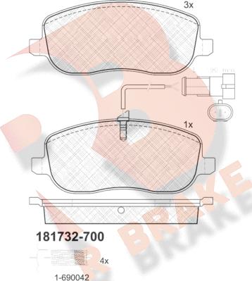 R Brake RB1732-700 - Bremžu uzliku kompl., Disku bremzes ps1.lv