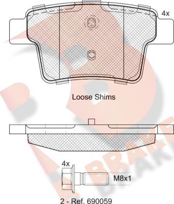 R Brake RB1722-701 - Bremžu uzliku kompl., Disku bremzes ps1.lv