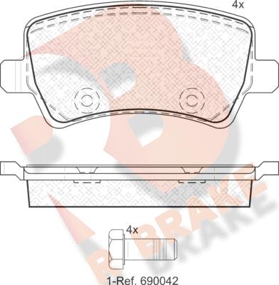 R Brake RB1776 - Bremžu uzliku kompl., Disku bremzes ps1.lv