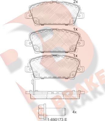 R Brake RB1773 - Bremžu uzliku kompl., Disku bremzes ps1.lv