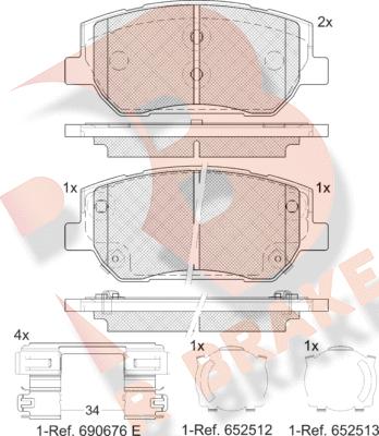 R Brake RB2441 - Bremžu uzliku kompl., Disku bremzes ps1.lv