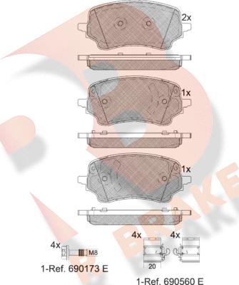 R Brake RB2400 - Bremžu uzliku kompl., Disku bremzes ps1.lv