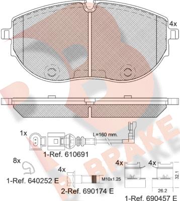 R Brake RB2401 - Bremžu uzliku kompl., Disku bremzes ps1.lv