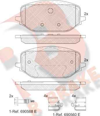 R Brake RB2438 - Bremžu uzliku kompl., Disku bremzes ps1.lv