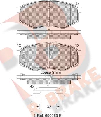 R Brake RB2094 - Bremžu uzliku kompl., Disku bremzes ps1.lv