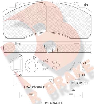 R Brake RB2091-066 - Bremžu uzliku kompl., Disku bremzes ps1.lv