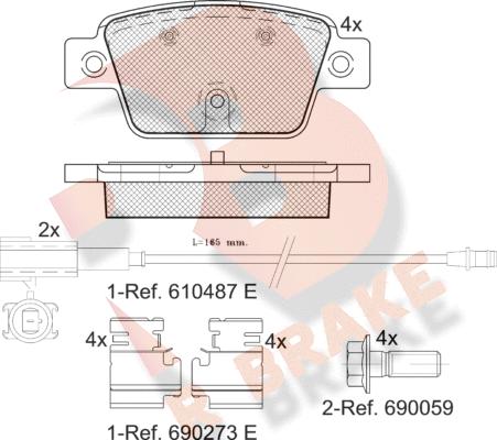 R Brake RB2043 - Bremžu uzliku kompl., Disku bremzes ps1.lv