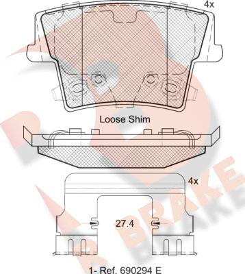 R Brake RB2069 - Bremžu uzliku kompl., Disku bremzes ps1.lv