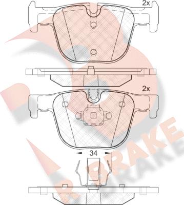 R Brake RB2064 - Bremžu uzliku kompl., Disku bremzes ps1.lv