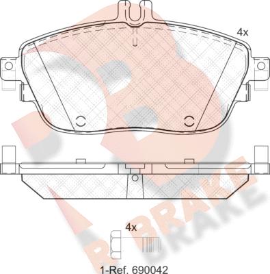 R Brake RB2061 - Bremžu uzliku kompl., Disku bremzes ps1.lv