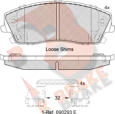 R Brake RB2067 - Bremžu uzliku kompl., Disku bremzes ps1.lv