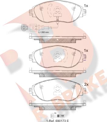 R Brake RB2018-087 - Bremžu uzliku kompl., Disku bremzes ps1.lv