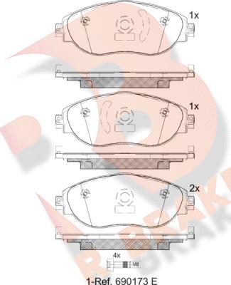 R Brake RB2018204 - Bremžu uzliku kompl., Disku bremzes ps1.lv