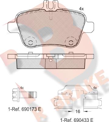 R Brake RB2039-067 - Bremžu uzliku kompl., Disku bremzes ps1.lv