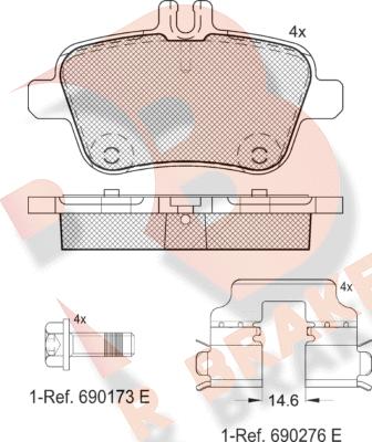 R Brake RB2039 - Bremžu uzliku kompl., Disku bremzes ps1.lv