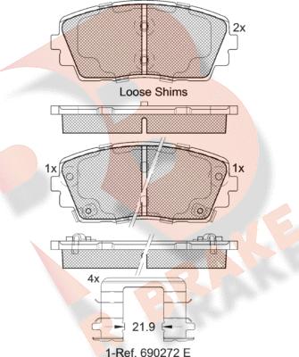 R Brake RB2034 - Bremžu uzliku kompl., Disku bremzes ps1.lv