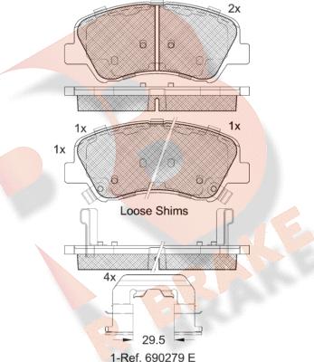 R Brake RB2035 - Bremžu uzliku kompl., Disku bremzes ps1.lv