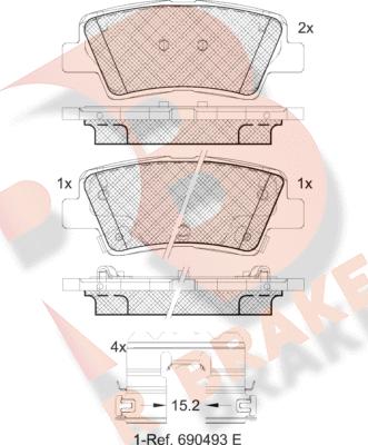 R Brake RB2036-066 - Bremžu uzliku kompl., Disku bremzes ps1.lv