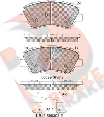 R Brake RB2029 - Bremžu uzliku kompl., Disku bremzes ps1.lv