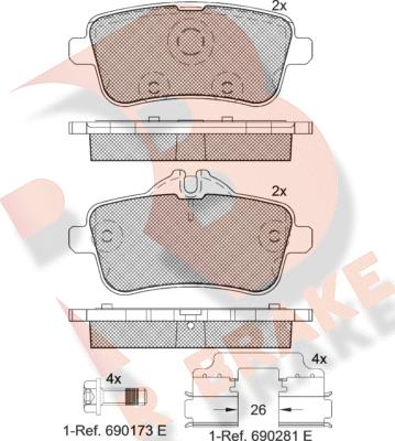 R Brake RB2072-066 - Bremžu uzliku kompl., Disku bremzes ps1.lv