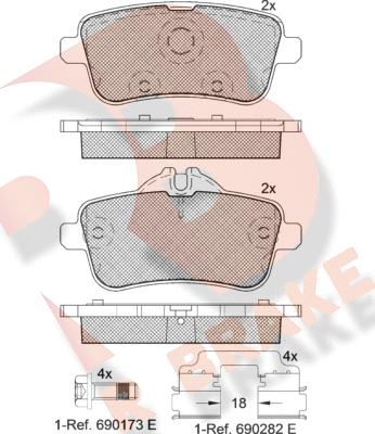 R Brake RB2072-067 - Bremžu uzliku kompl., Disku bremzes ps1.lv