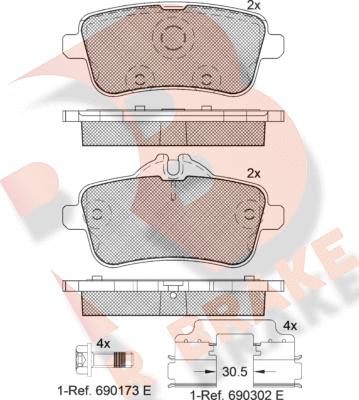 R Brake RB2072-200 - Bremžu uzliku kompl., Disku bremzes ps1.lv