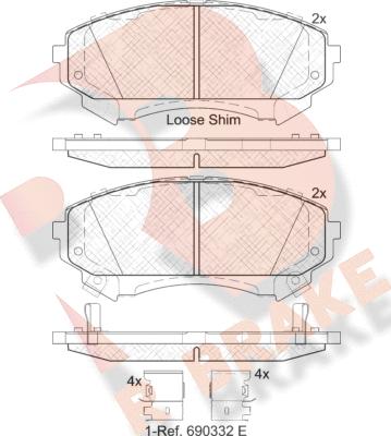 R Brake RB2140 - Bremžu uzliku kompl., Disku bremzes ps1.lv