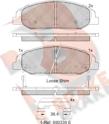 R Brake RB2141 - Bremžu uzliku kompl., Disku bremzes ps1.lv