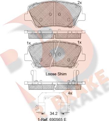 R Brake RB2147-203 - Bremžu uzliku kompl., Disku bremzes ps1.lv