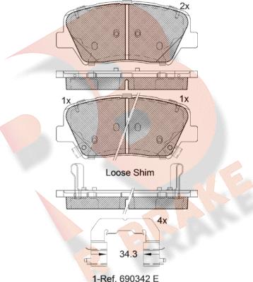 R Brake RB2147 - Bremžu uzliku kompl., Disku bremzes ps1.lv