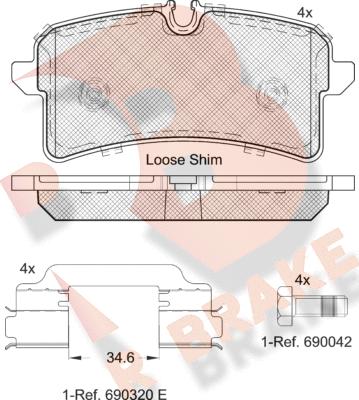 R Brake RB2159-204 - Bremžu uzliku kompl., Disku bremzes ps1.lv