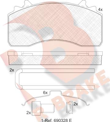 R Brake RB2154-066 - Bremžu uzliku kompl., Disku bremzes ps1.lv