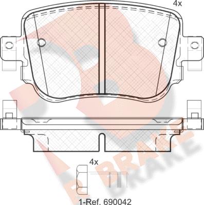 R Brake RB2152 - Bremžu uzliku kompl., Disku bremzes ps1.lv