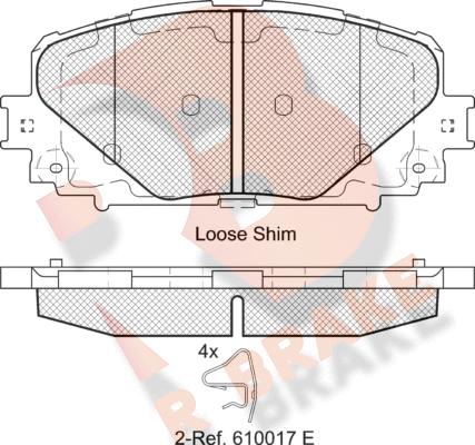 R Brake RB2168 - Bremžu uzliku kompl., Disku bremzes ps1.lv