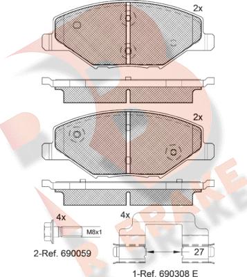 R Brake RB2110 - Bremžu uzliku kompl., Disku bremzes ps1.lv