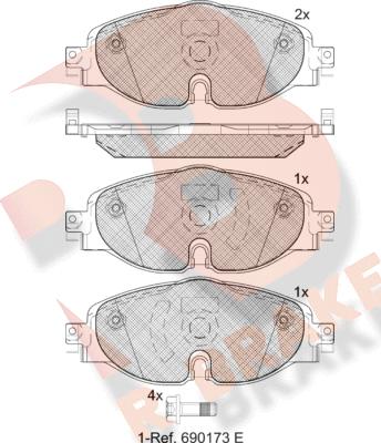 R Brake RB2111-204 - Bremžu uzliku kompl., Disku bremzes ps1.lv