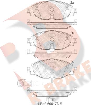 R Brake RB2111 - Bremžu uzliku kompl., Disku bremzes ps1.lv